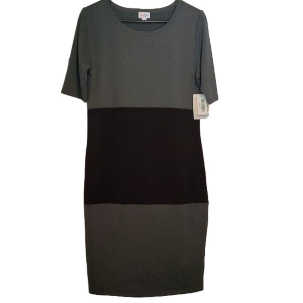 NWT LuLaRoe "Julia" Grey and Black T Shirt Dress Size Medium
